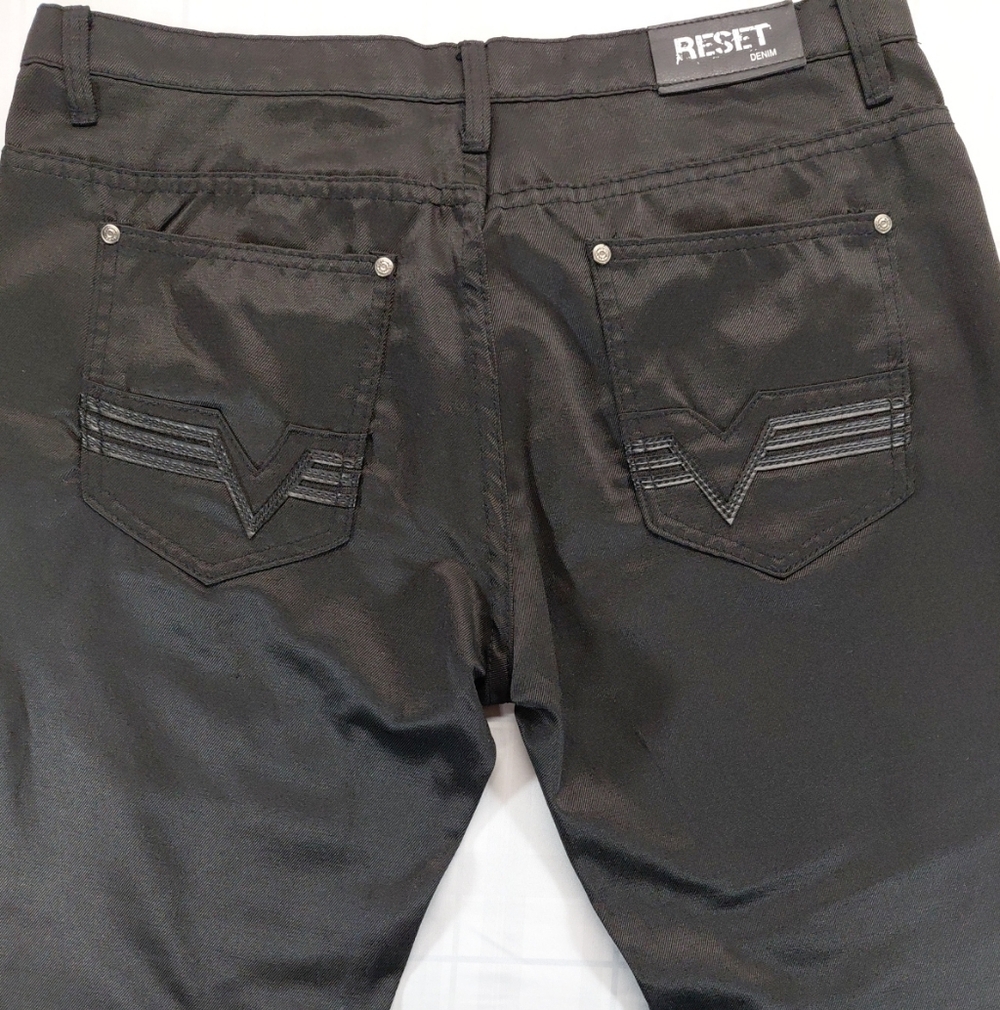 Reset Jeans Mens Black Skinny Jeans 38x32 - Picture 4 of 9